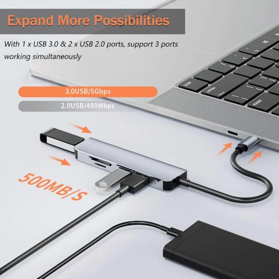 موزع USB-C 5/7/8 في 2 مع قارئ  - مراجعة Office Xp وسعره